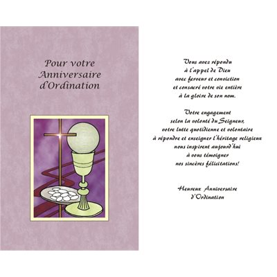 Carte Anniversaire d'Ordination Sacerdotale (French card)