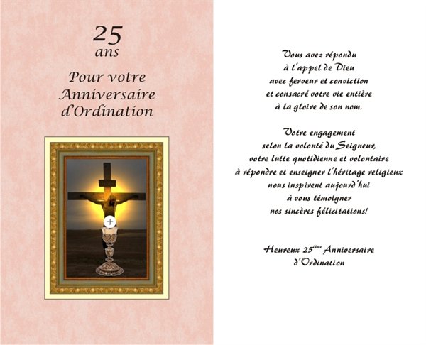 Carte 25e Anniversaire D Ordination Sacerdotale 5 25 X8 5 Carte 25e Anniversaire D Ordination Sacerdotale 5 25 X8 5