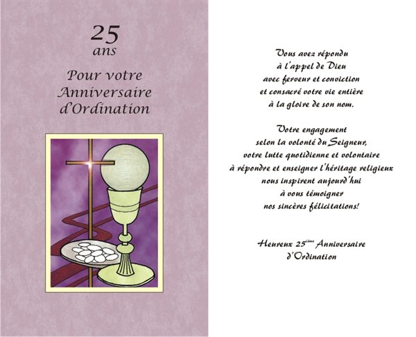 Carte 25e Anniversaire D Ordination Sacerdotale 5 25 X8 5