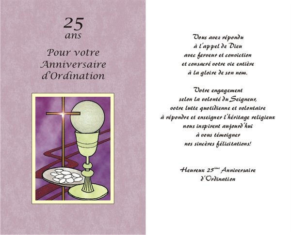 Carte 25e Anniversaire D Ordination Sacerdotale 5 25 X8 5 Carte 25e Anniversaire D Ordination Sacerdotale 5 25 X8 5