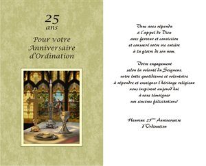 Carte 25e Anniversaire D Ordination Sacerdotale French