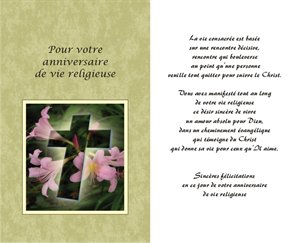Carte Anniversaire Vie Religieuse 5 25 X 8 5