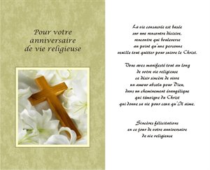 Carte Anniversaire Vie Religieuse 5 25 X 8 5 French