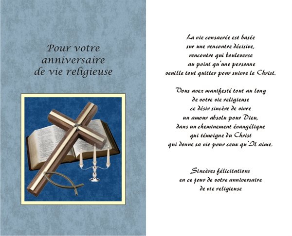 Carte Anniversaire Vie Religieuse 5 25 X 8 5 Carte Anniversaire Vie Religieuse 5 25 X 8 5