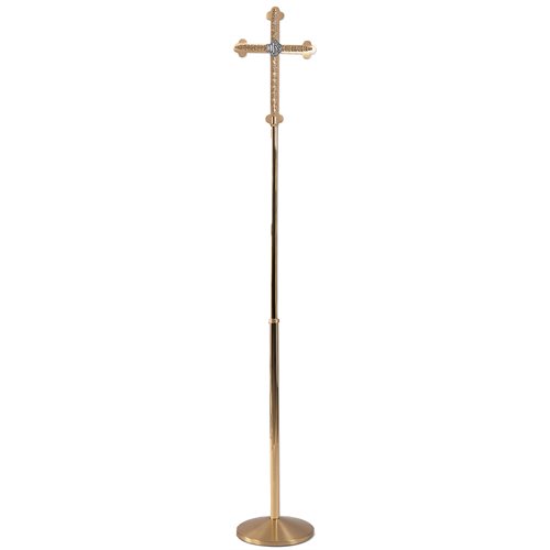 Processional Cross, budded ends 82'' H. x 12'' base