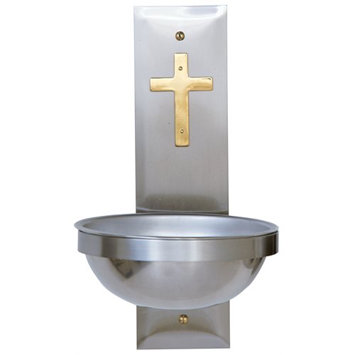 Holy Water Font, Stainless Steel 3'' x 11'' (6'' bowl)
