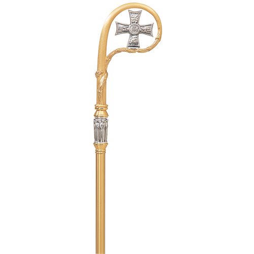 Bishop Crozier w / Cross, 71'', 24K Gold Plated, and case
