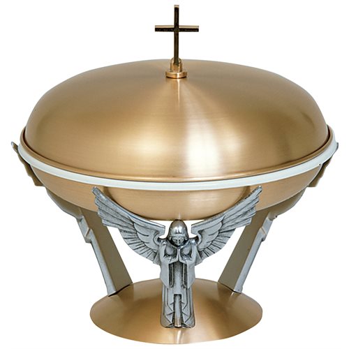 Bronze Baptismal Bowl with Base and Cover 14.5'' diam.