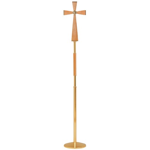 Processional Cross, Brass / Oak Combination 78'' H. x 12'' b.