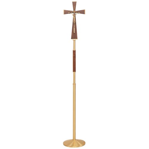 Processional Crucifix with Walnut Insert on Shaft 78'' H.