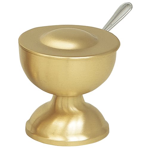 Boat and Spoon, satin brass, 3'' Ht. x 2 7 / 8'' Diam.