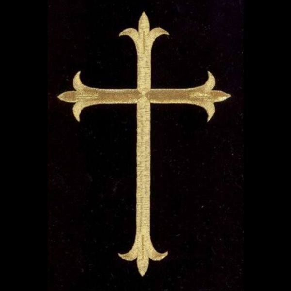 Motif brodé 5" x 8" (12.7 x 20.3 cm) Croix Doré Métallique