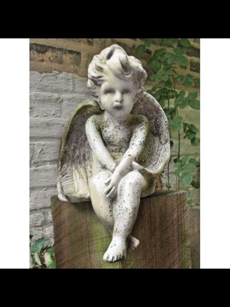 Fiber Stone Outdoor Statue Meditation Cherub Medium, 15" Ht. Fiber Stone Outdoor Statue Meditation Cherub Medium, 15" Ht.
