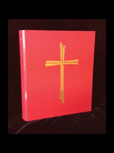Cahier cartable de cérémonie avec croix dorée - ROUGE