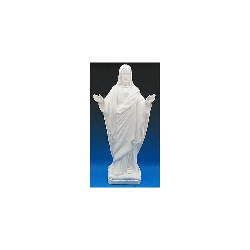 Statue ext. Sacré-Coeur bénissant 24'' (61 cm) blanche polyu Statue ext. Sacré-Coeur bénissant 24'' (61 cm) blanche polyu