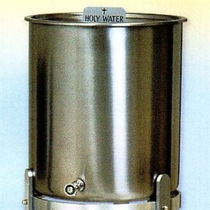 Réserve eau bénite 5 galons 11'' H. x 12.5'' D., acier inox.