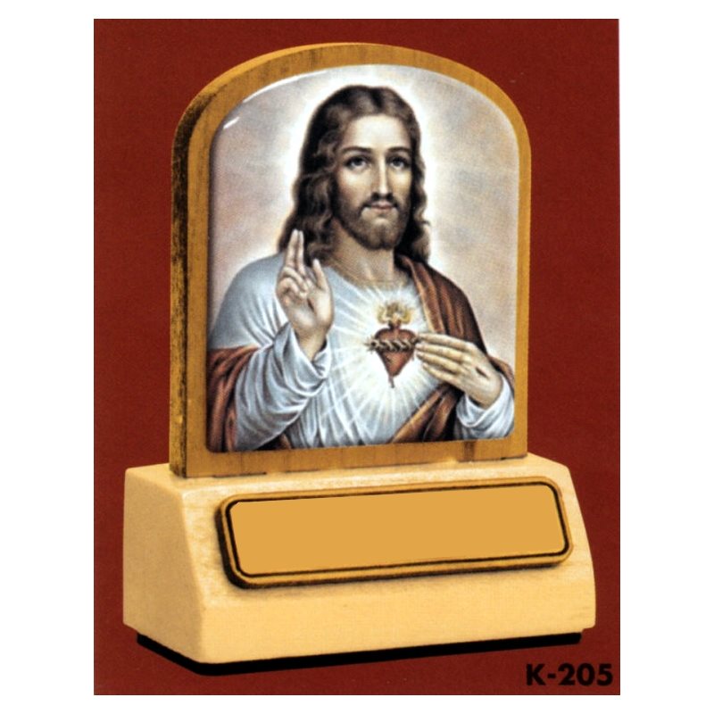 Plaque sur pied Sacré-Coeur Jésus 2.75" Ht.